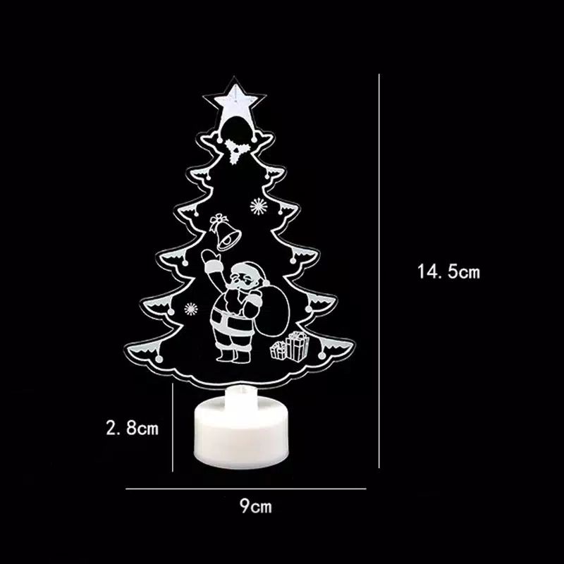 hokkiterus21 3d night light pajangan  lampu tidur hiasan meja natal santa clause pohon natal paris