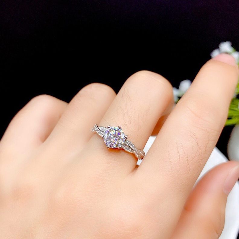 Cincin Kristal Berlian Platinum Wanita Fashion Aksesori Perhiasan Zirkon Kawin Perak Rings