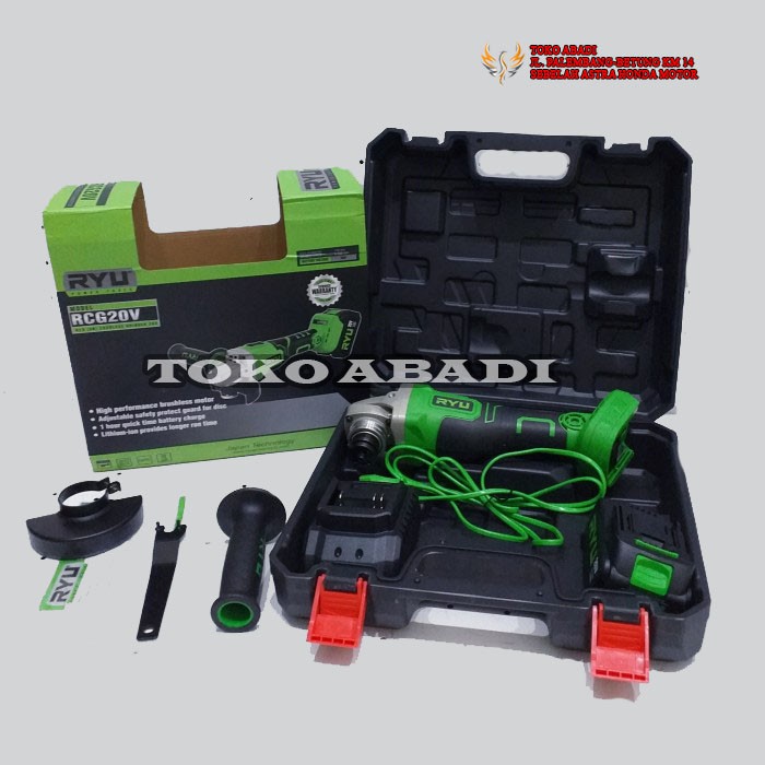 Gurinda Cordless RYU 20V Gerinda Tangan baterai RCG 20 V RCG20V