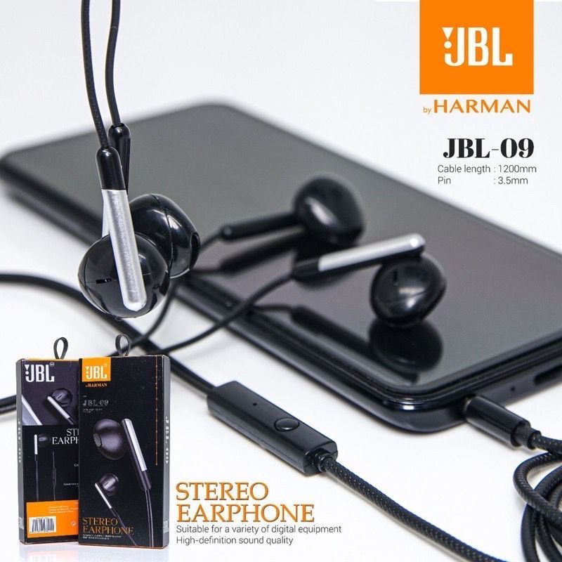 PROMO HF HEADSET JBL JB-09 STEREO EARPHONE PACKING IMPORT