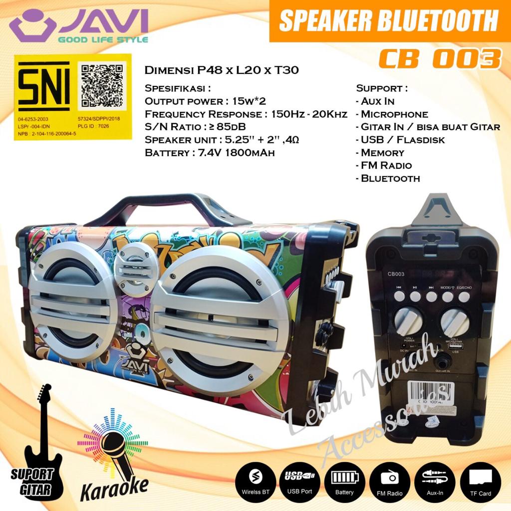 Speaker Bluetooh JAVI CB003 Dual Subwofer Stereo + Mic/Remote Support Input Gitar Speaker Karaoke Speaker Aktif Speaker Gede Speaker Superbass Speaker aktip