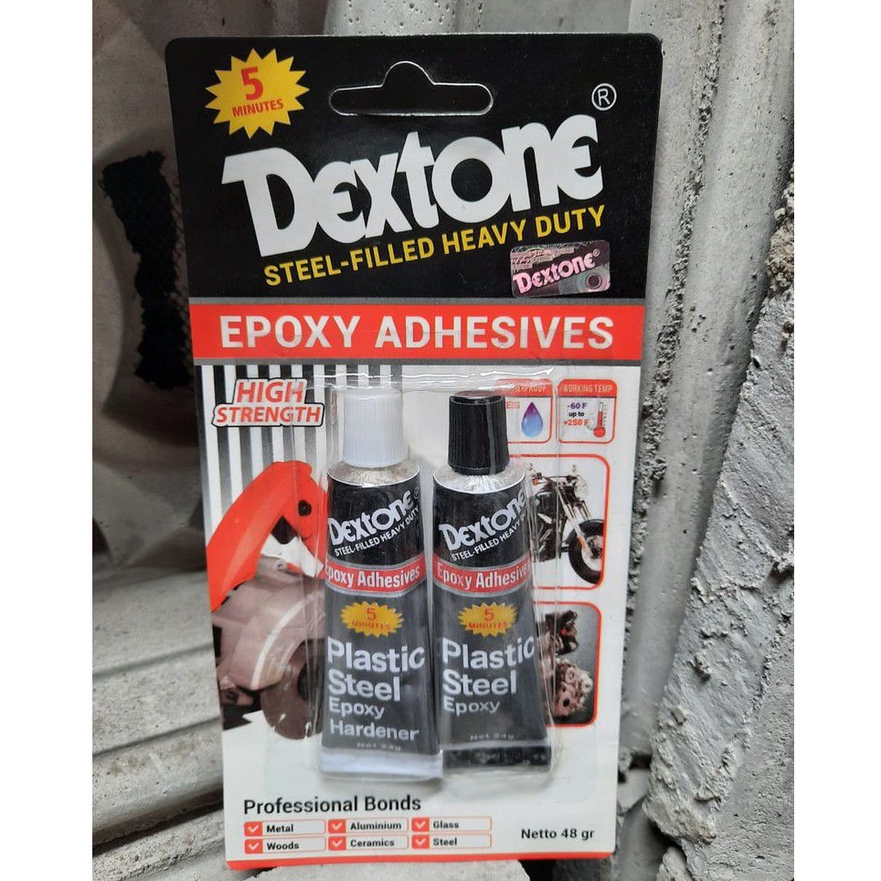 

Lem Besi Dextone 5 Menit kering Epoxy Adhesives
