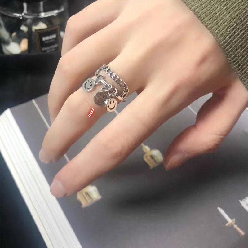 Cincin Lapis Ganda Gaya Korea Retro Adjustable Untuk Wanita