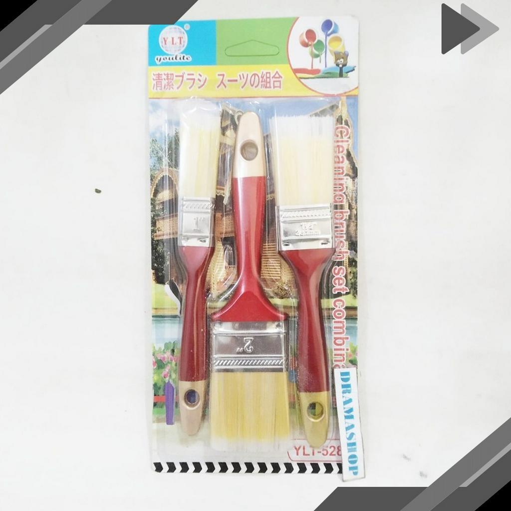 

LANGSUNG BELI GAN Kuas Cat Paint Brush bulu gagang plastik serba guna set 3pcs