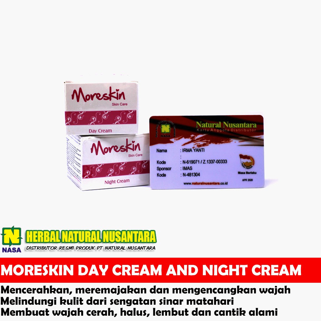 MORESKIN MORISKIN MORSKIN DAY CREAM AND NIGHT CREAM NASA , PEMUTIH KULIT - PENCERAH KULIT WAJAH