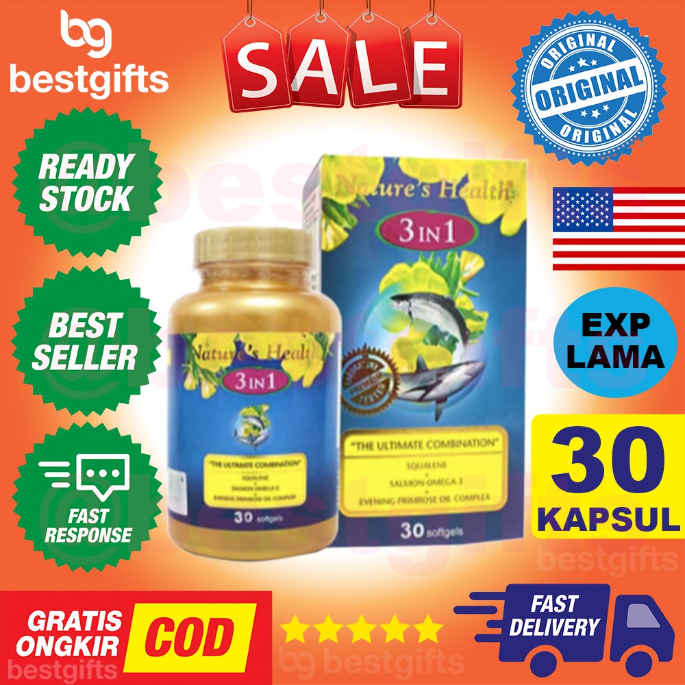 NATURE'S NATURES NATURE HEALTH SQUALENE OMEGA EPO 3 IN 1 OMEGA 369 SALMON FISH KRILL OIL 30 KAPSUL