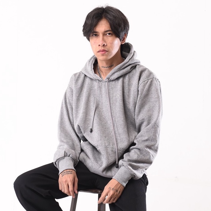 Mcvois Sweater Hoodie Polos Abu Misty Pria Wanita Premium