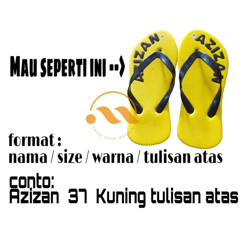 Sandal Nama // Sandal Custom Nama Pesantren / Kantor / Sekolah / Bisa Size Jumbo