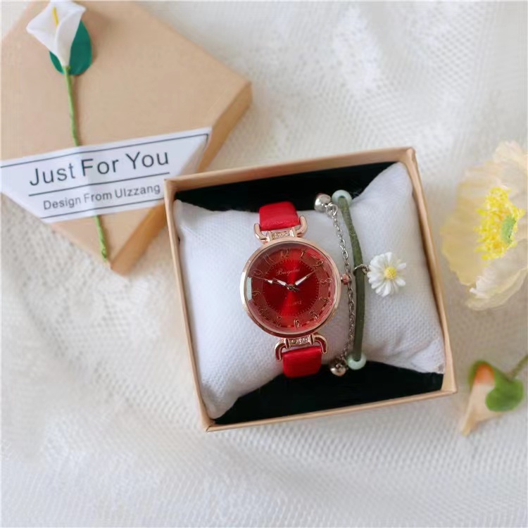 [Bayar Di Tempat] Jam Tangan Wanita Analog Quartz Strap Pu Leather Dial Bulat Korean Fashion