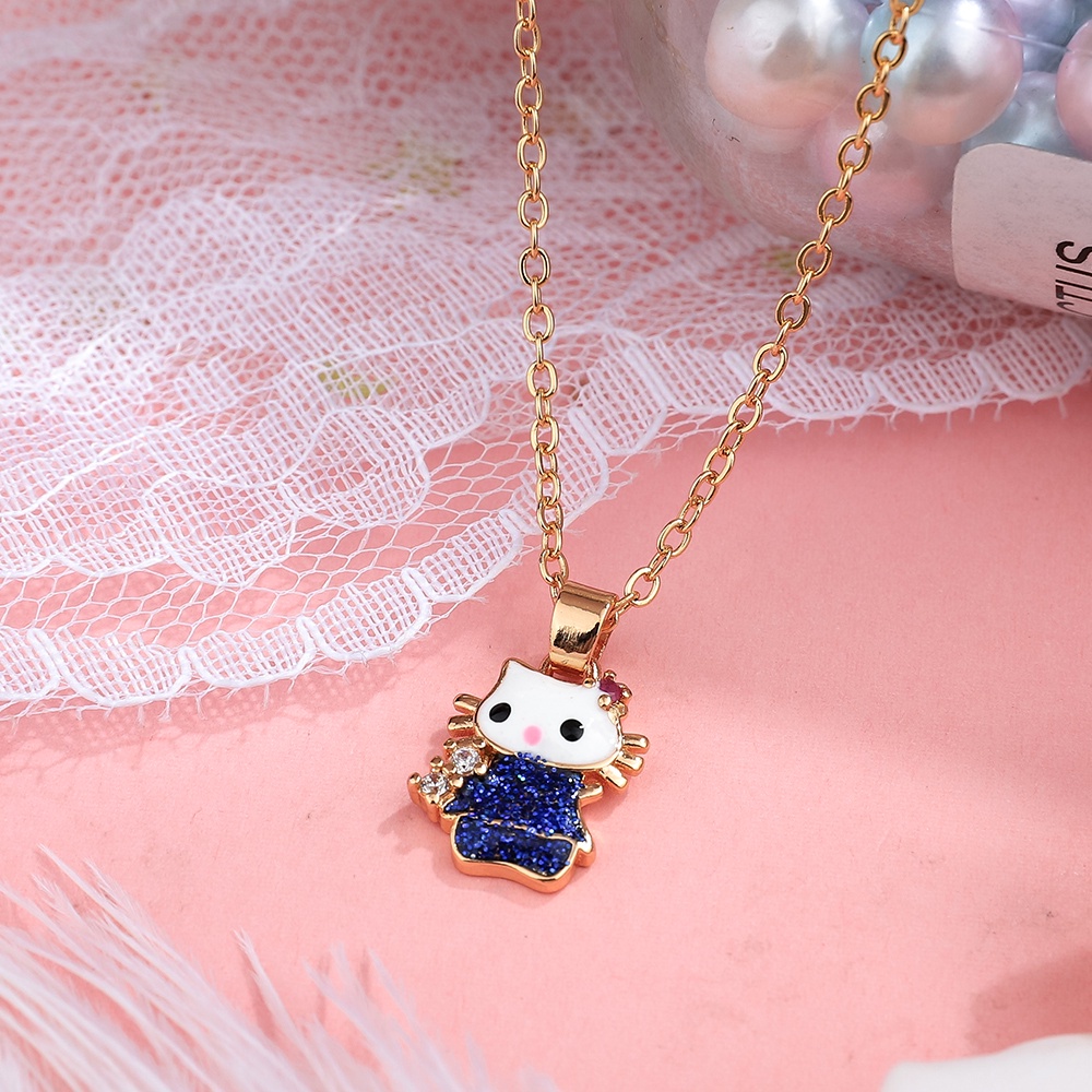 set perhiasan anak hellokitty kalung titanium wanita anting cincin set anti karat gelang D489