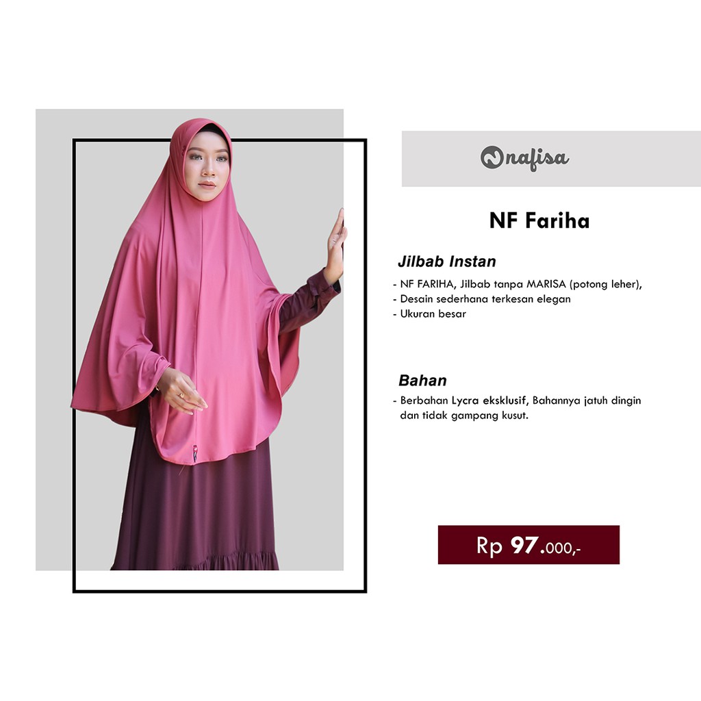 Jilbab Instan Bergo Nafisa Fariha - Hijab Syari Casual Khimar Pet Kecil Kerudung Jumbo Instan Sayri