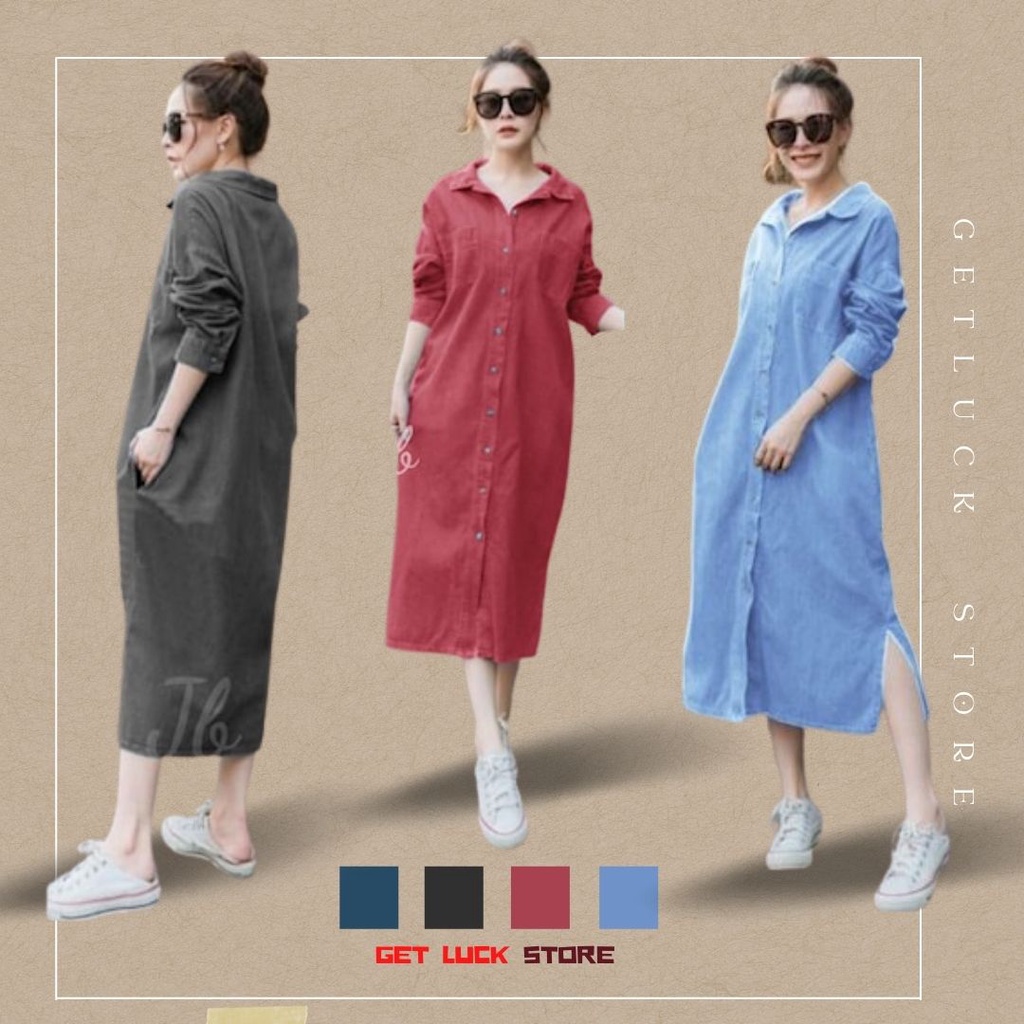 Midi Dress dres Wanita korea import kekinian premium busui friendly rayon crinkle 594
