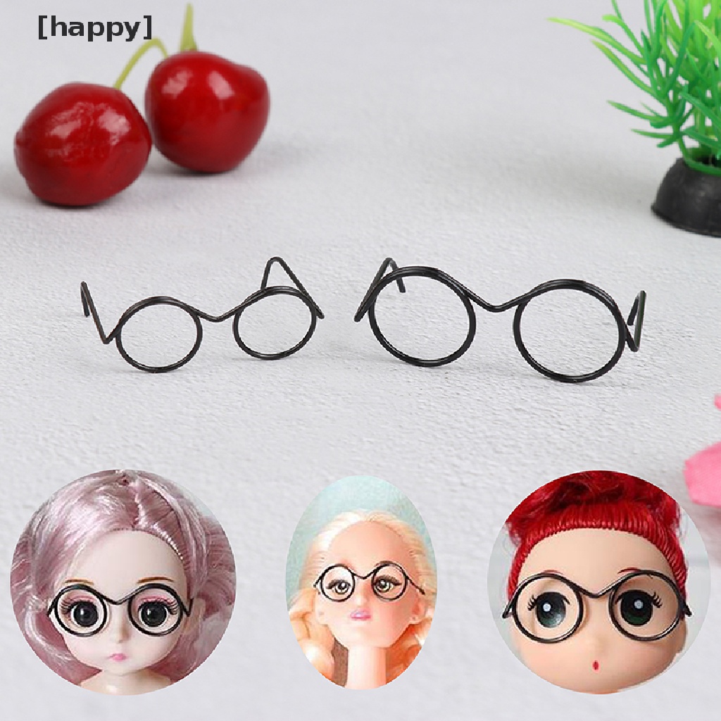 Ha 10pcs Kacamata Frame Bulat Tanpa Lensa Gaya Retro Untuk Boneka 30cm