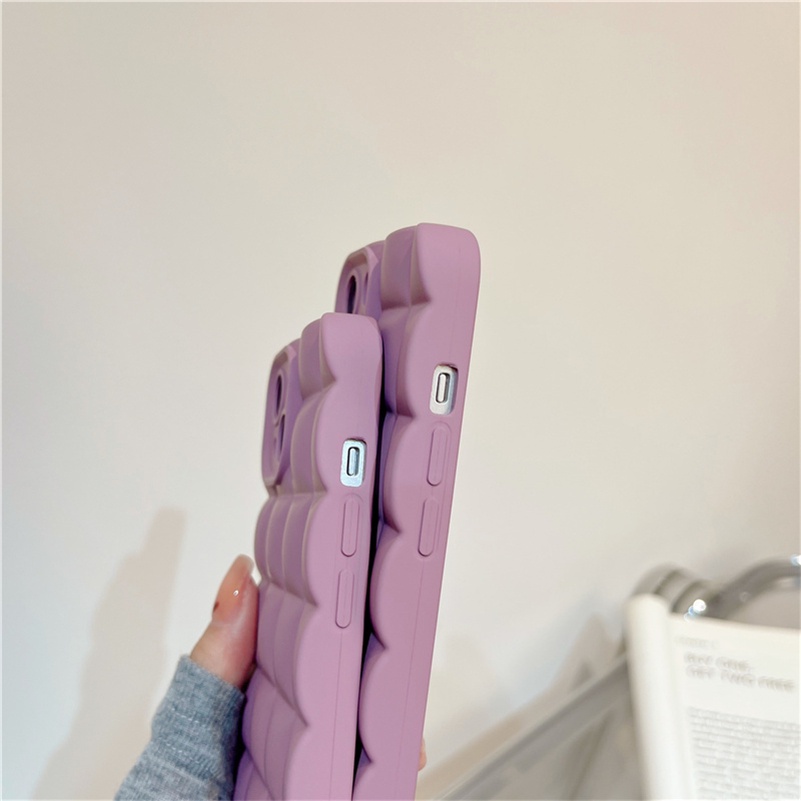 Soft Case Pelindung Lensa Bentuk Kotak 3D Warna Ungu Untuk iPhone 14 13 12 11 Pro Max SE 2020 Xr X Xs Max iPhone 7 8 6 6s Plus