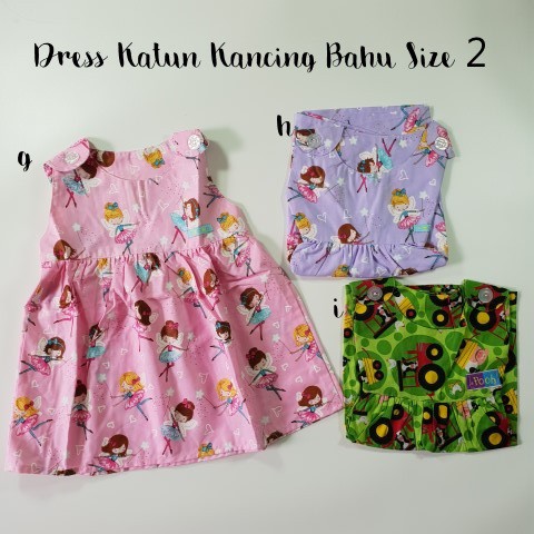 Dress Anak Katun Kancing Bahu Size 2