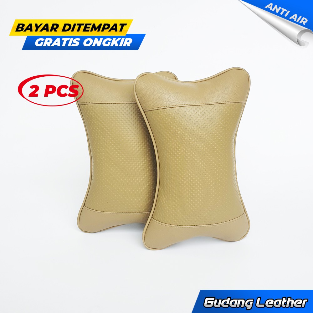 Bantal Mobil kulit sintetis Premium - Full Krem