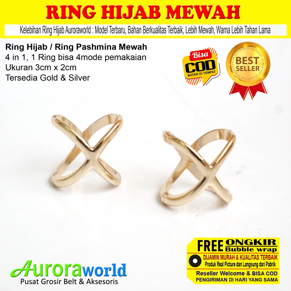 AURORAWORLD Ring Kerudung Ring Hijab Ring Syal Ring jilbab Ring Pashmina 4in1 Terbaru bisa COD