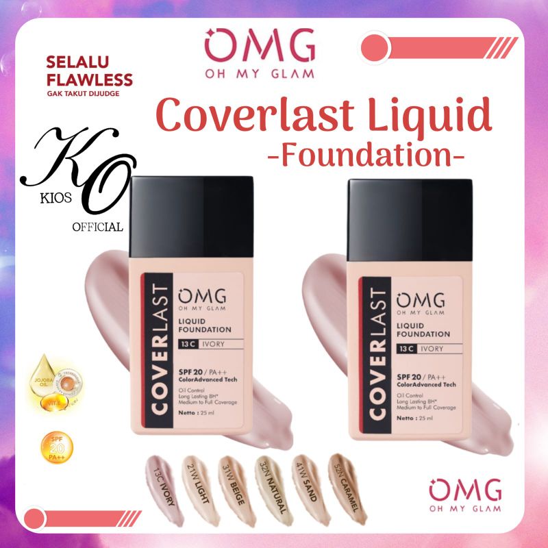 OMG Oh My Glam Coverlast Liquid Foundation SPF 20 PA++ | Alas Bedak