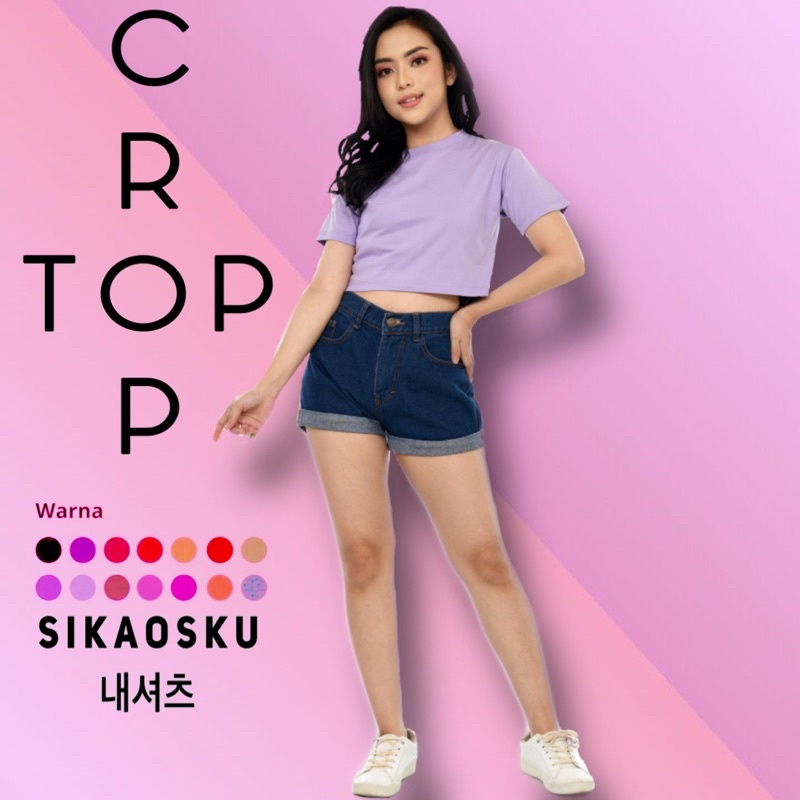 KAOS CROP TOP POLOS TEBAL TIDAK NERAWANG COTTON 20S CROP TEE BAJU WANITA CROPTOP