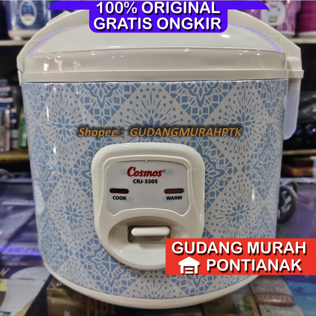 Rice cooker Cosmos CRJ 3305 1,8 Liter / Magic com Cosmos CRJ 3305 1,8 Liter /penanak nasi Batik Biru