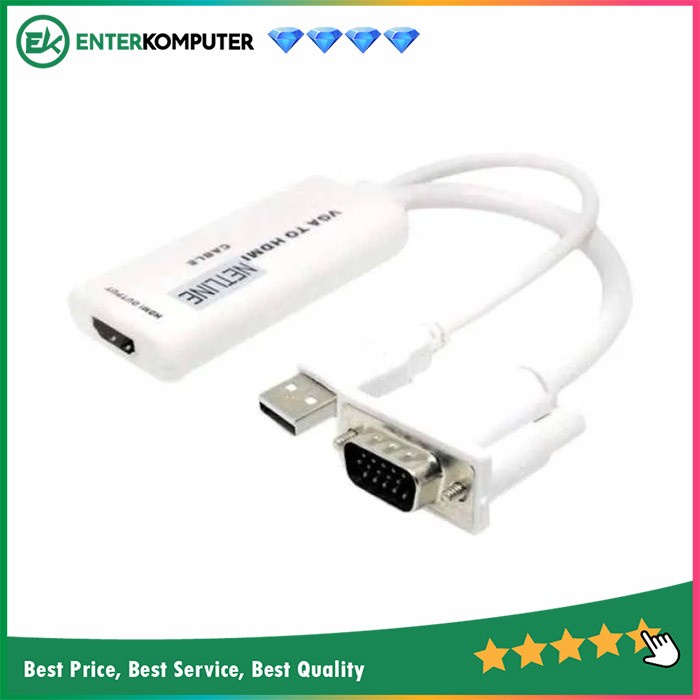 Accessories Connector / Konverter VGA To HDMI + Adaptor - Merk Netline