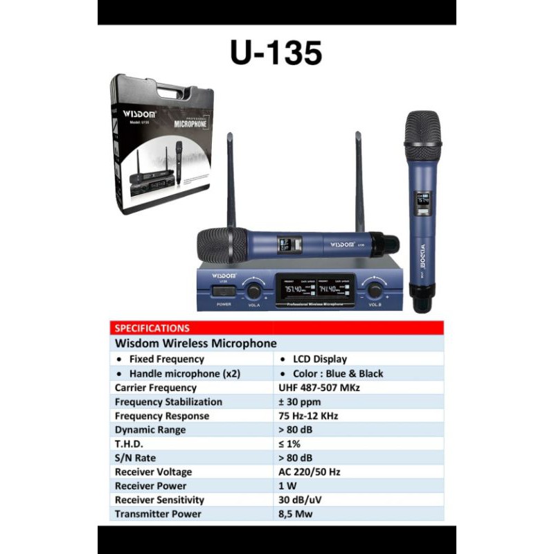 Mic Wireless WISDOM U135/U 135 Handheld Microphone