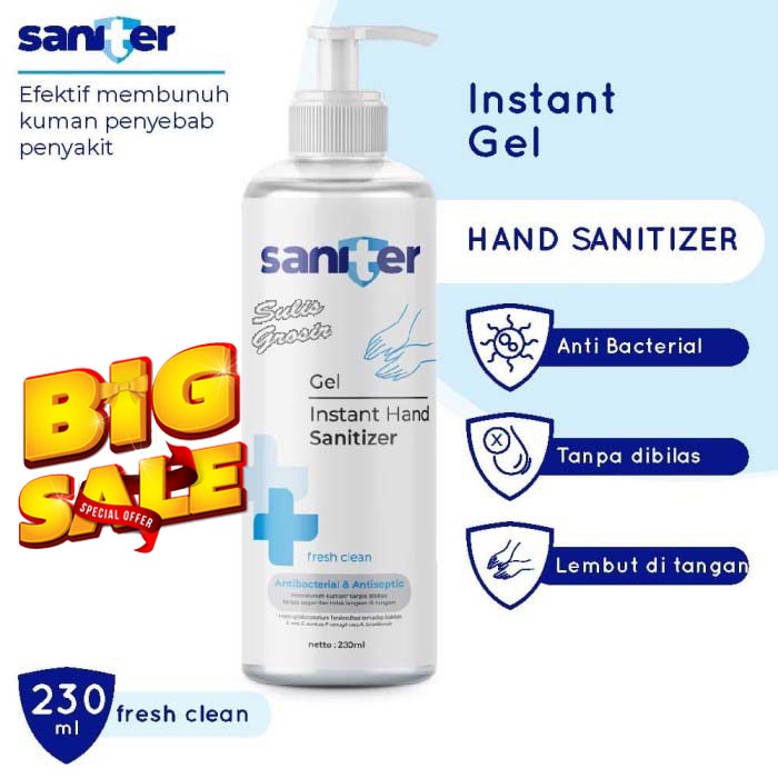 Jual Saniter Hand Sanitizer Pump Gel Ml Fresh Clean Antibacterial Antiseptic Shopee