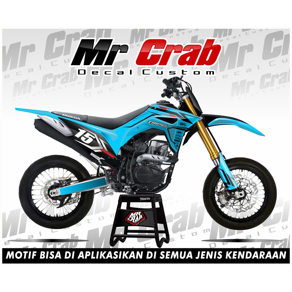 decal stiker crf 150 l full body Tripel Biru - Supermoto