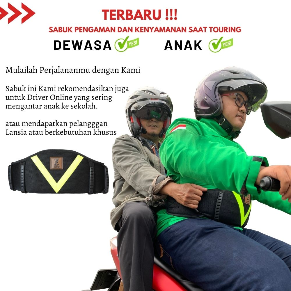 SABUK PENGAMAN BONCENGAN MOTOR DEWASA LANSIA DAN ANAK NYAMAN untuk TOURING