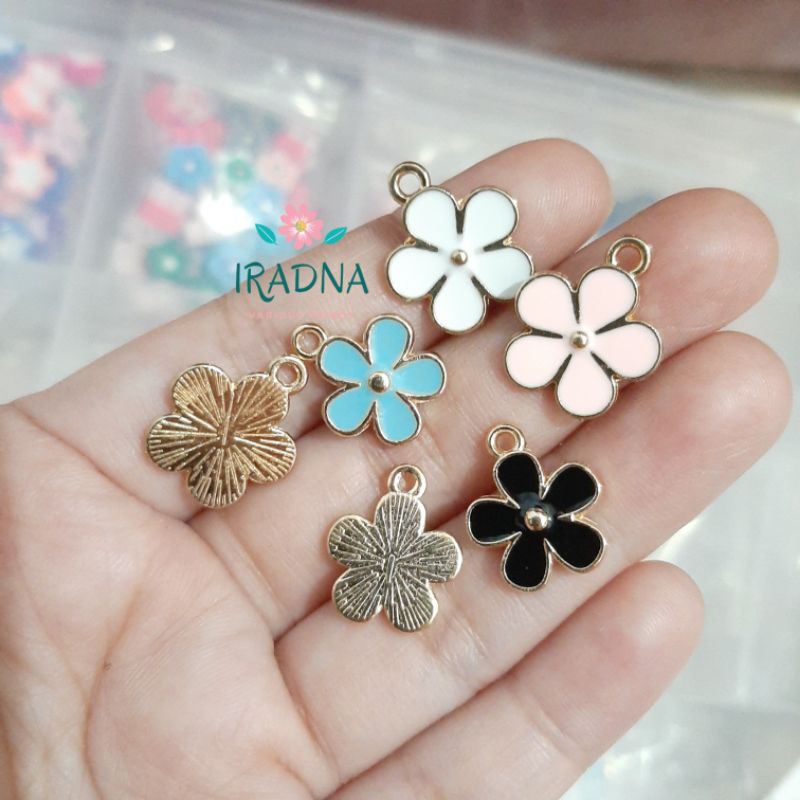 Bandul Liontin Kalung Gelang Enamel Bunga Sakura Bahan Craft Aksesoris Korean Style