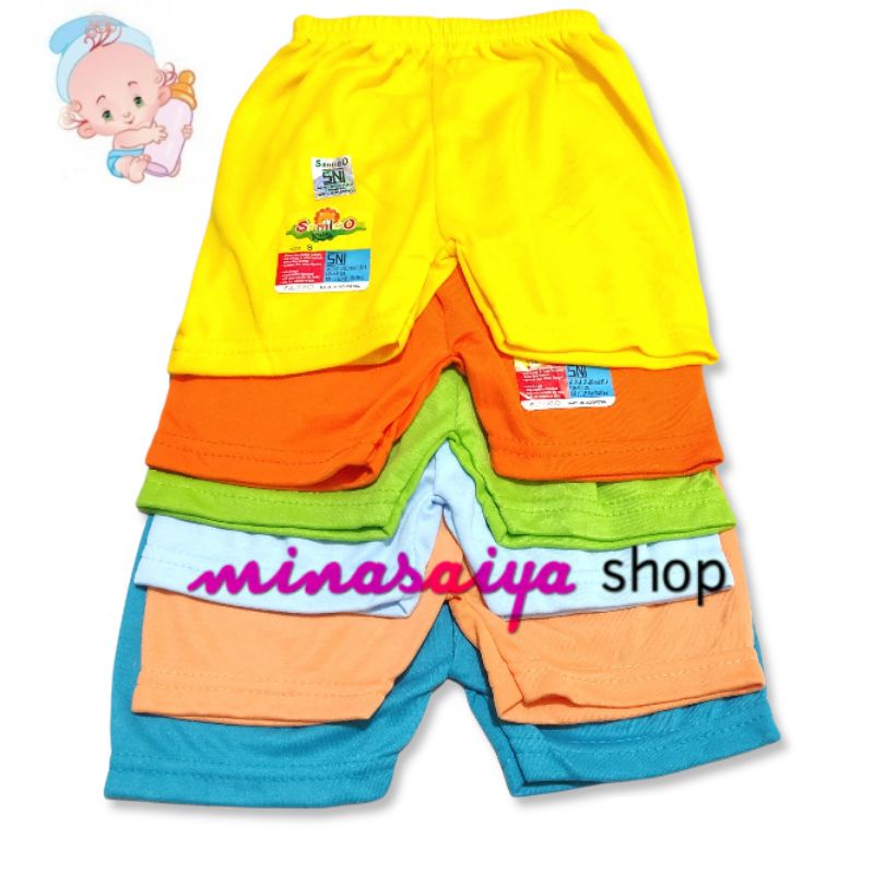 SAMLEO 3 pcs dan 6 pcs Celana Pendek Bayi SNI Polos Warna Uk. S - XL