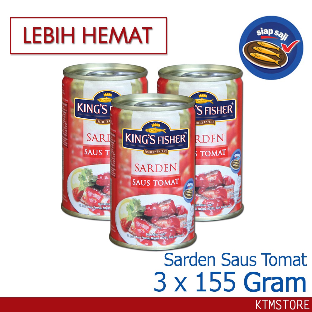 

KtmStore Paket 3 pcs King's Fisher Sarden mini saus tomat Makanan Kaleng 155 g kings fisher