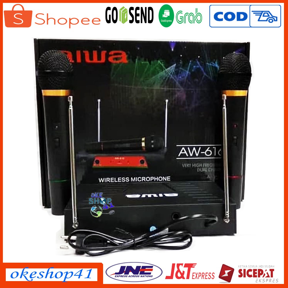 Aiwa AW-616 Microphone Wireless Mic Karaoke Tanpa Kabel