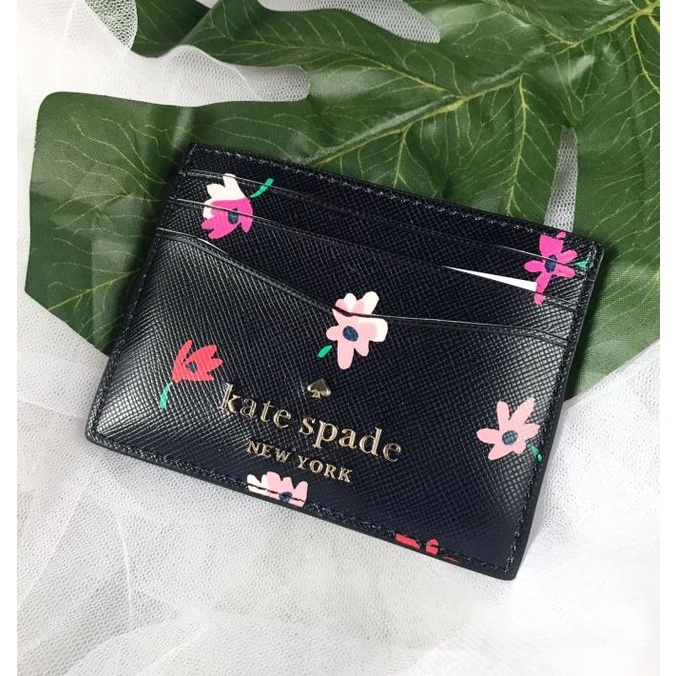 

Dompet kate spade staci ditsy buds small slim card holder black multi