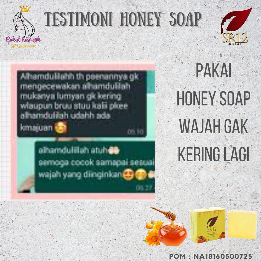 HONEY SOAP SR12 - SABUN WAJAH - SABUN MUKA PENCERAH KULIT KERING DAN SENSITIF