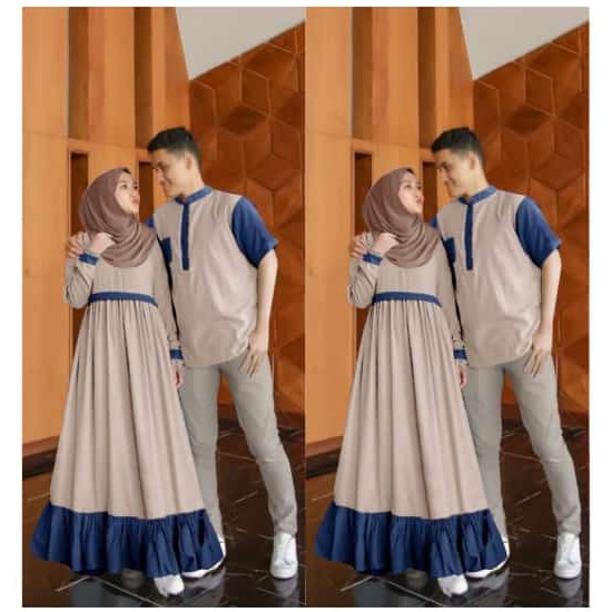 BAJU COUPLE MUSLIM SET GAMIS KOKO PASANGAN SUAMI ISTRI SAMAWA