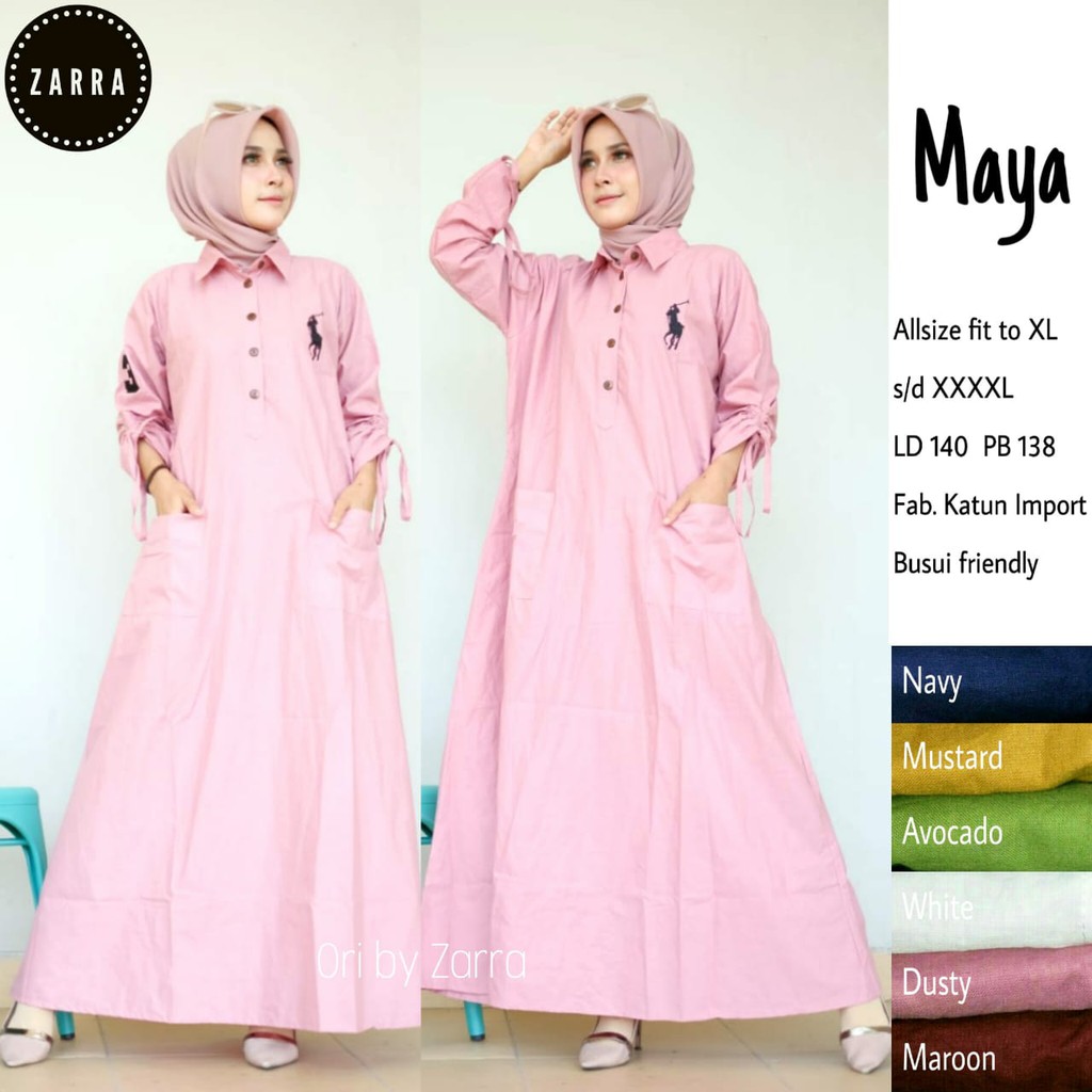 MAYA DRESS GAMIS POLOS BAHAN KATUN IMPORT ORIGINAL BY ZARA