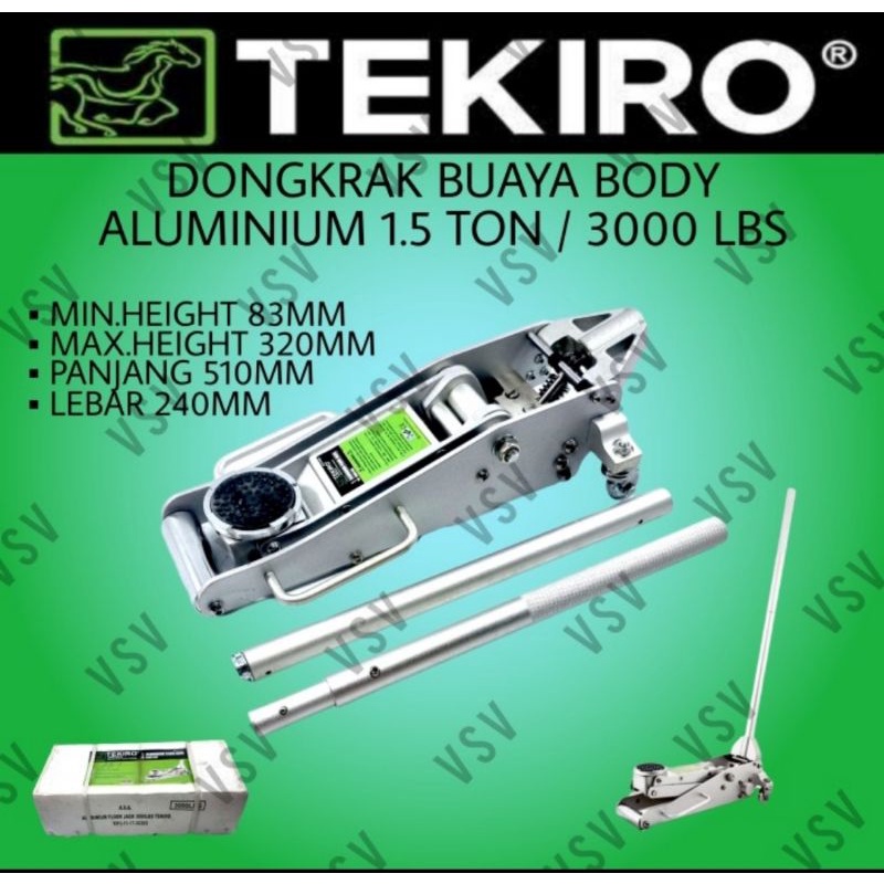 tekiro FJ1000 dongkrak buaya alumunium 3000Lbs 1.5us ton , 1.3 ton