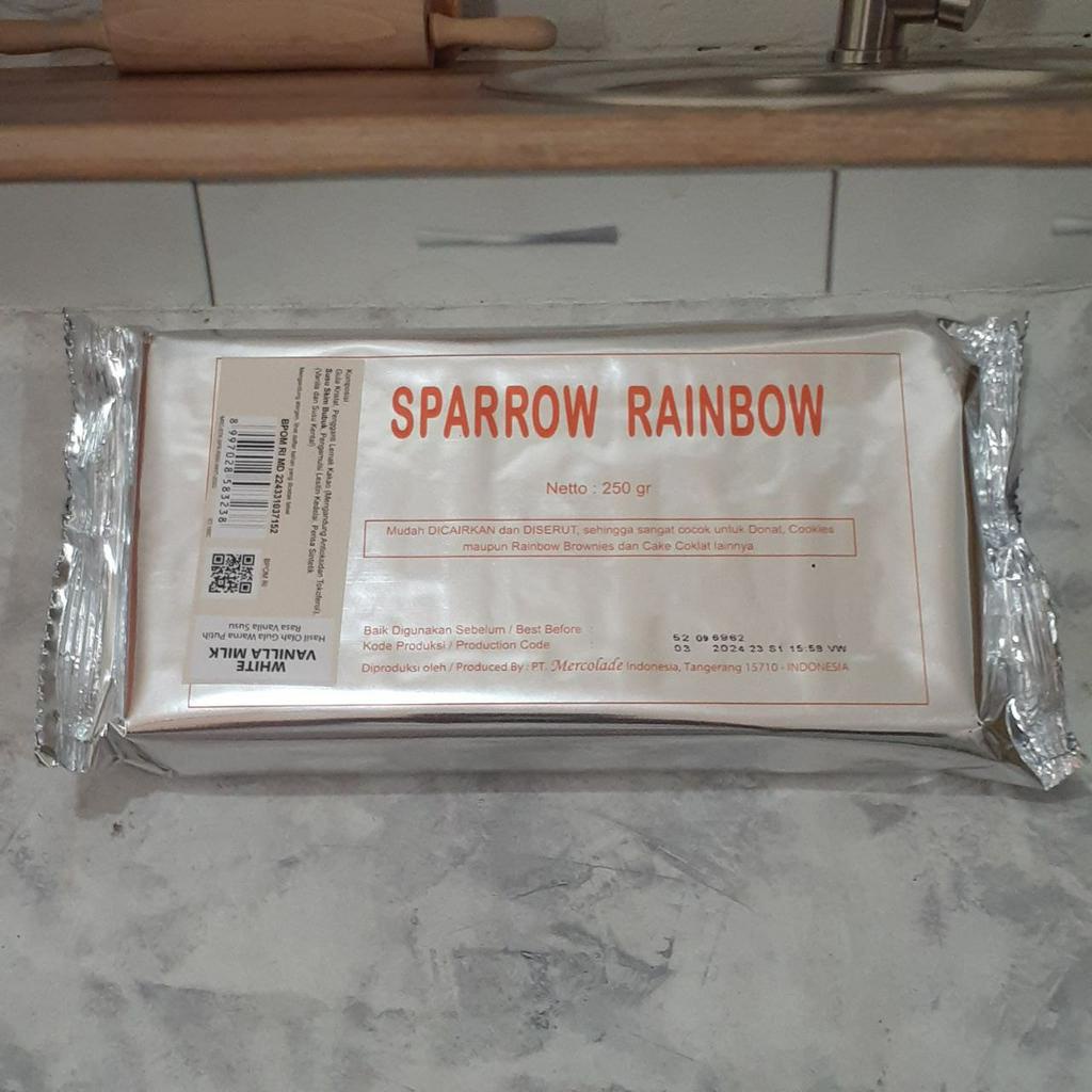 

Coklat Compound Mercolade Sparrow Rainbow 250gr / Coklat Putih Sparrow