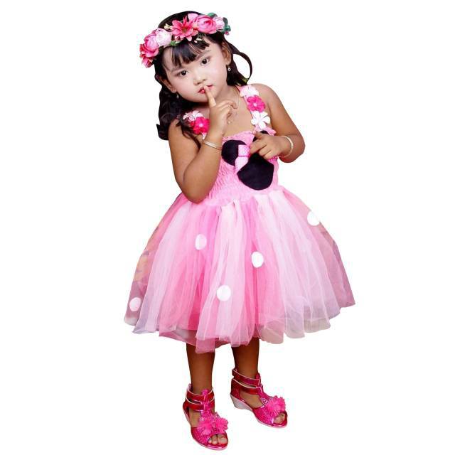 Gaun tutu pink kombinasi fanta