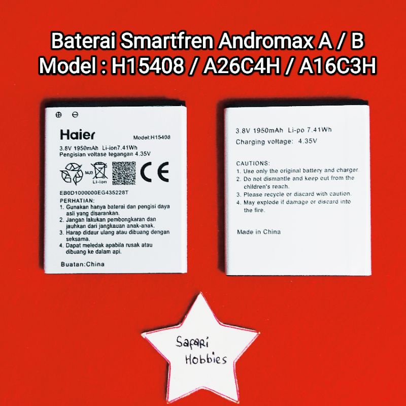 Baterai Smartfren Andromax A / B / H15408 / A26C4H / A16C3H