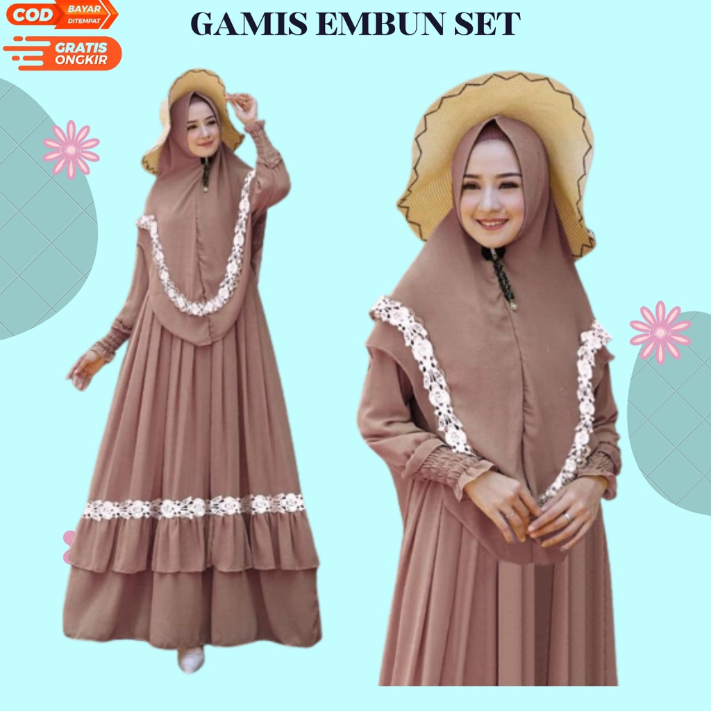 gamis syari terbaru | embun syari gamis set hijab | pakaian muslim wanita terlaris | gamis syari ter