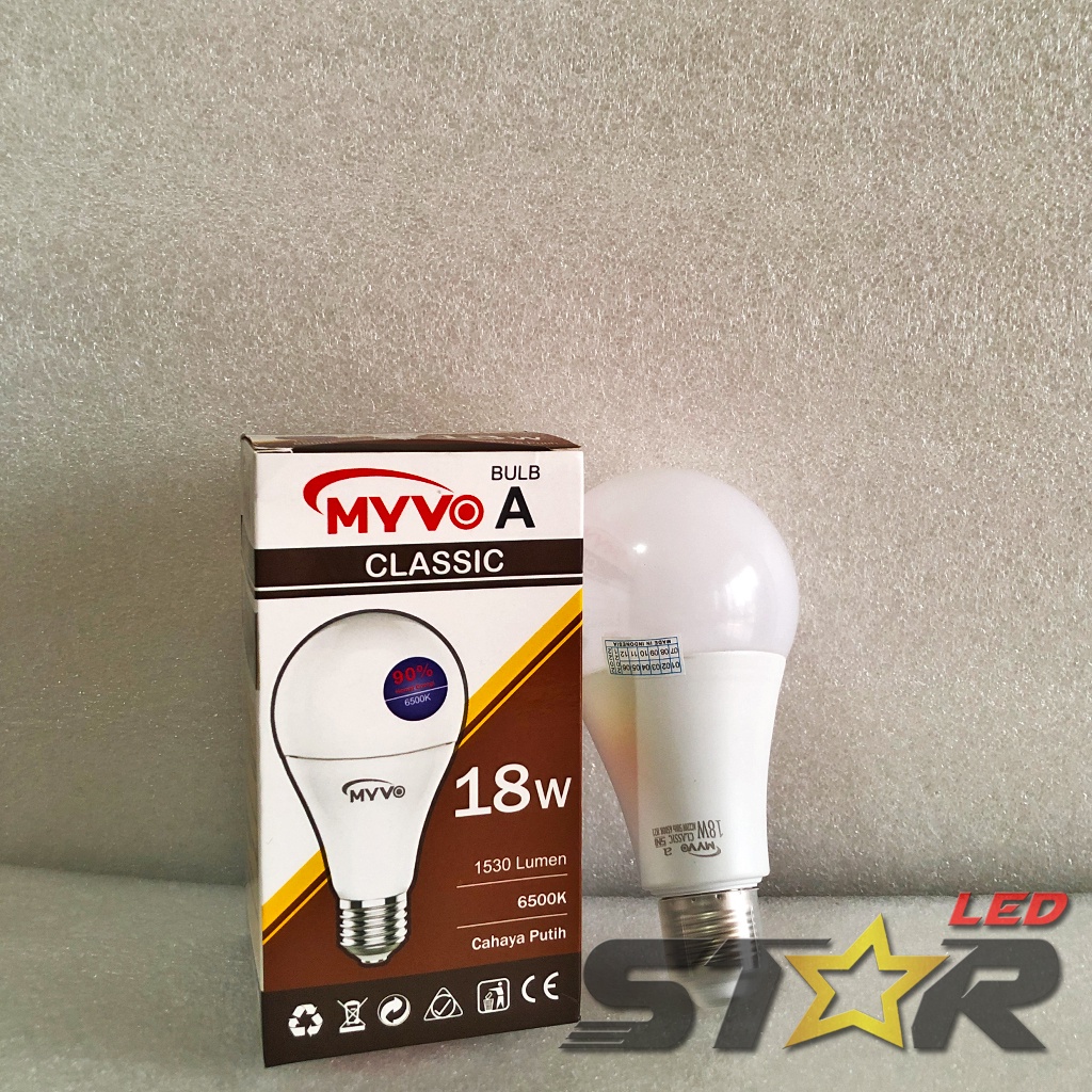 MYVO Classic Bulb A 18W, 21W Lampu Bohlam Bulat Murah Hemat Energi Irit Listrik 18 21 WATT Termurah Terlaris Star