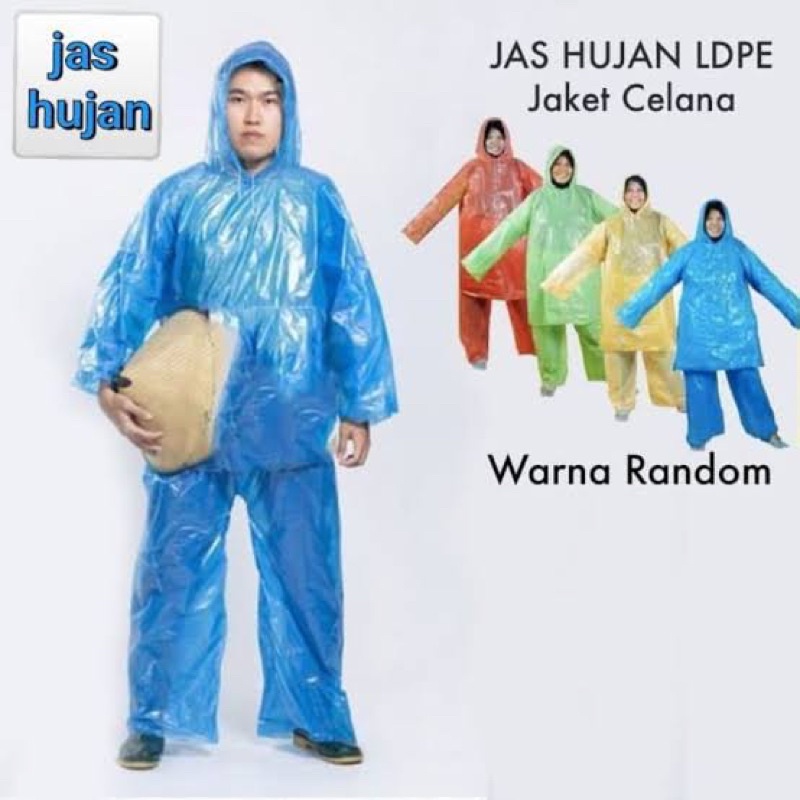 Jas Hujan Plastik LDPE HDPE Setelan Ponco Baju Celana