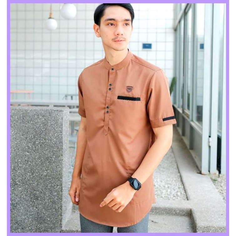 Kurta tangan pendek katun toboyo adem nyaman / baju Koko dewasa tangan pendek by zellshop