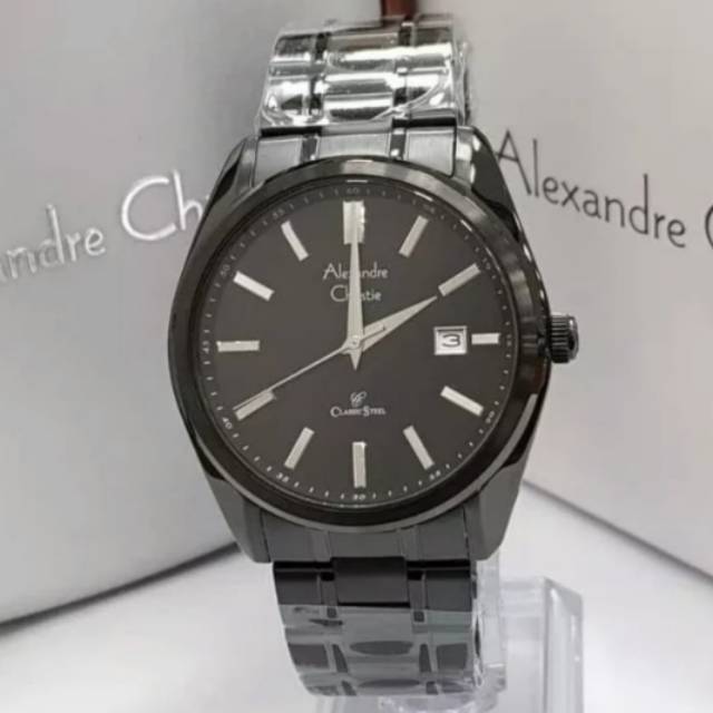 Jam Tangan Alexandre Christie 8514 Pria Full Black Original