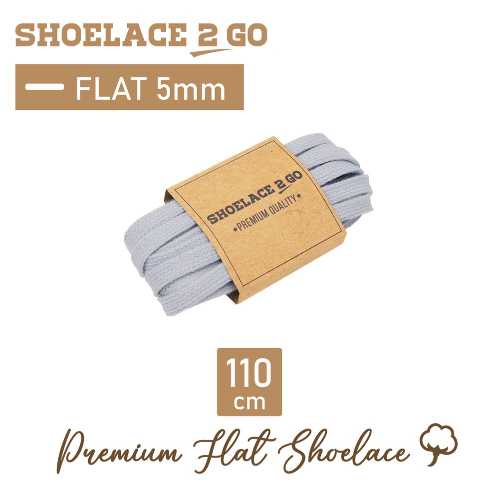 SHOELACE 2 GO PREMIUM TALI SEPATU GEPENG PIPIH FLAT J15 - LIGHT BLUE - 110CM