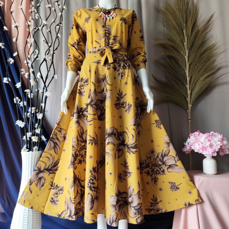 GAMIS MONALISA BUNGA SEPATU_GAMIS MOTIF BUNGA SEPATU_GAMIS TERMURAH_PROMO GAMIS SEPATU