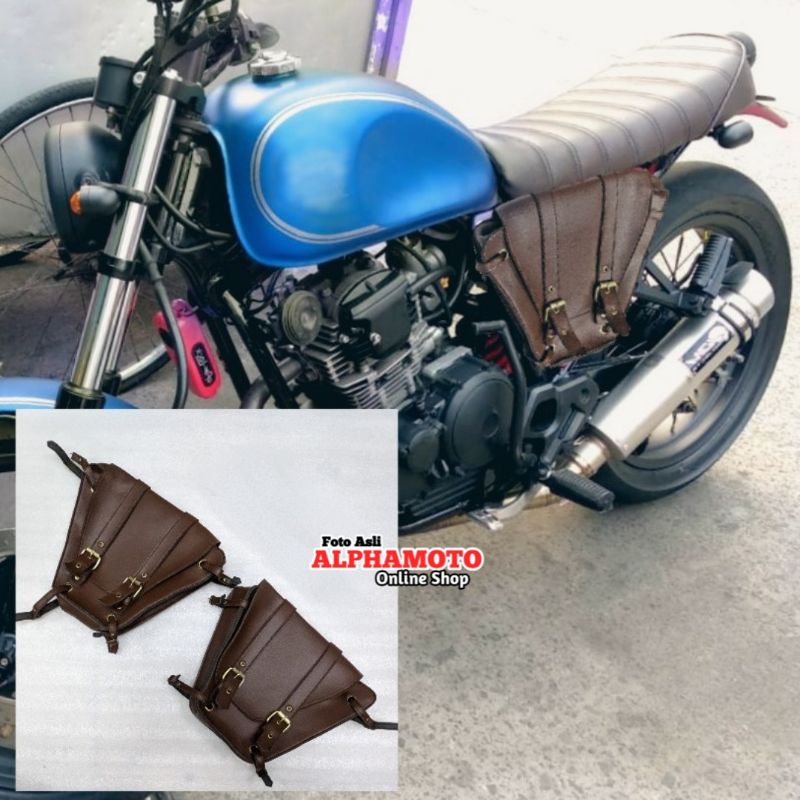 Tas motor japstyle samping japs custom tutup aki kastem caferacer bobber japs style chopper harley