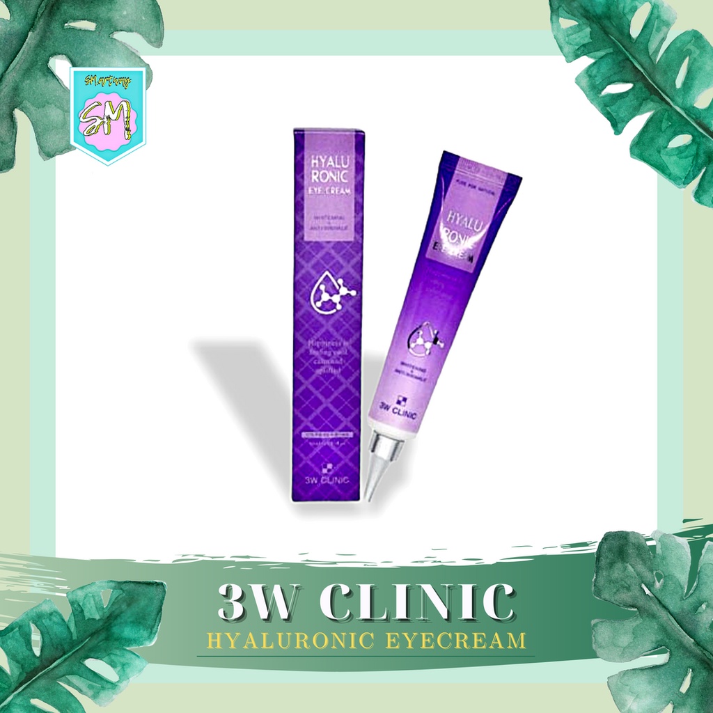 3W CLINIC Hyaluronic Eye Cream 40ML - Krim Mata Korea untuk Mencerahkan Bawah Mata dan Mengurangi Kerutan